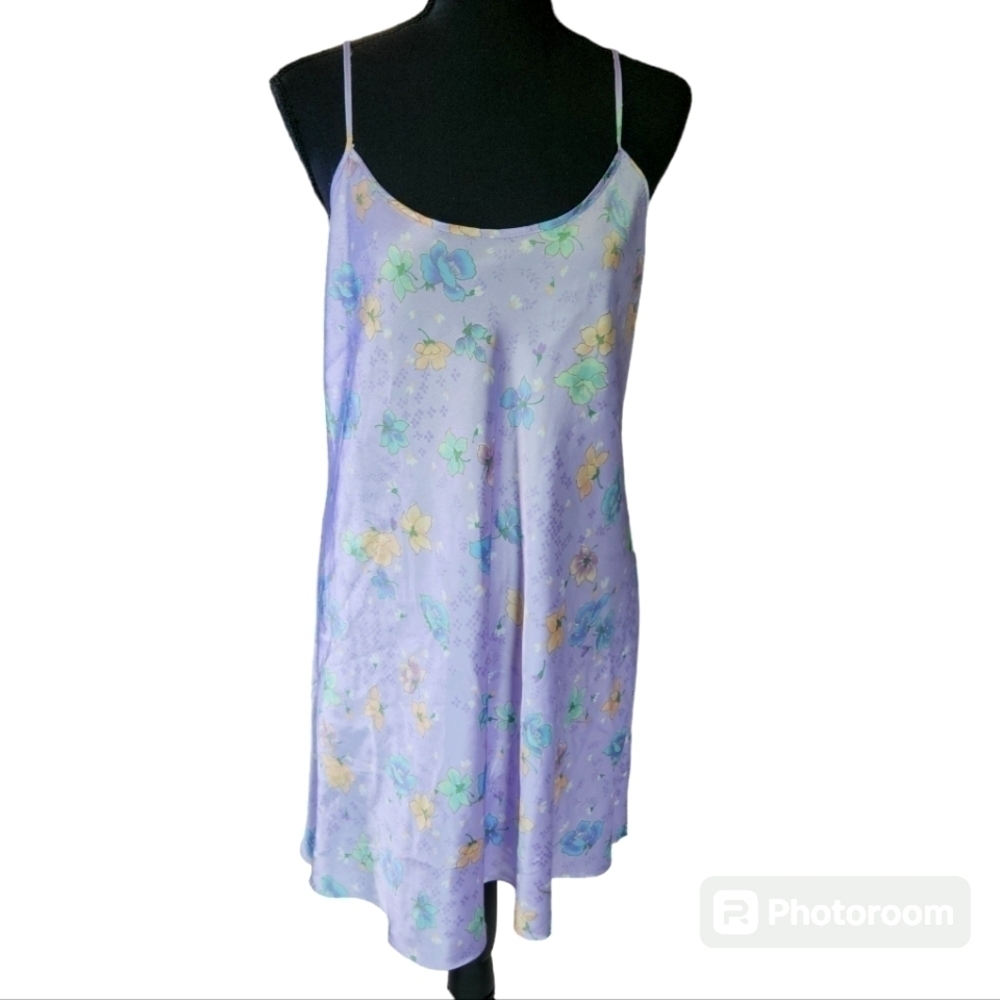 Vintage Delicates Fairycore sz M Purple Floral Slip Dress sz M